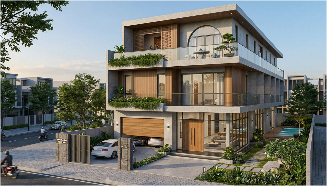 BIỆT THỰ HIỆN ĐẠI 3 TẦNG 13X20M – HỒ BƠI, GARAGE, BAN CÔNG XANH