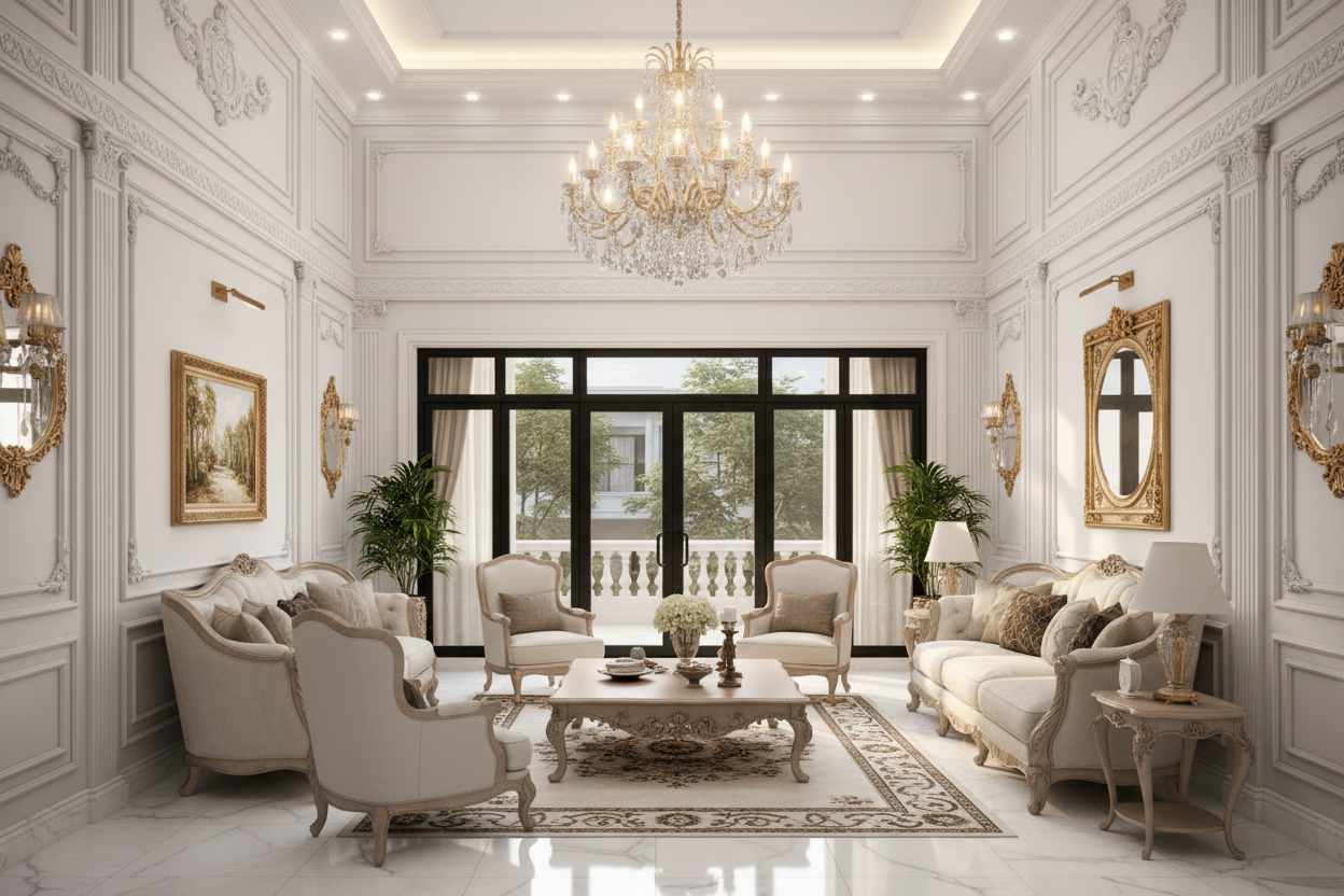 Nhà tân cổ điển - nội thất phòng khách