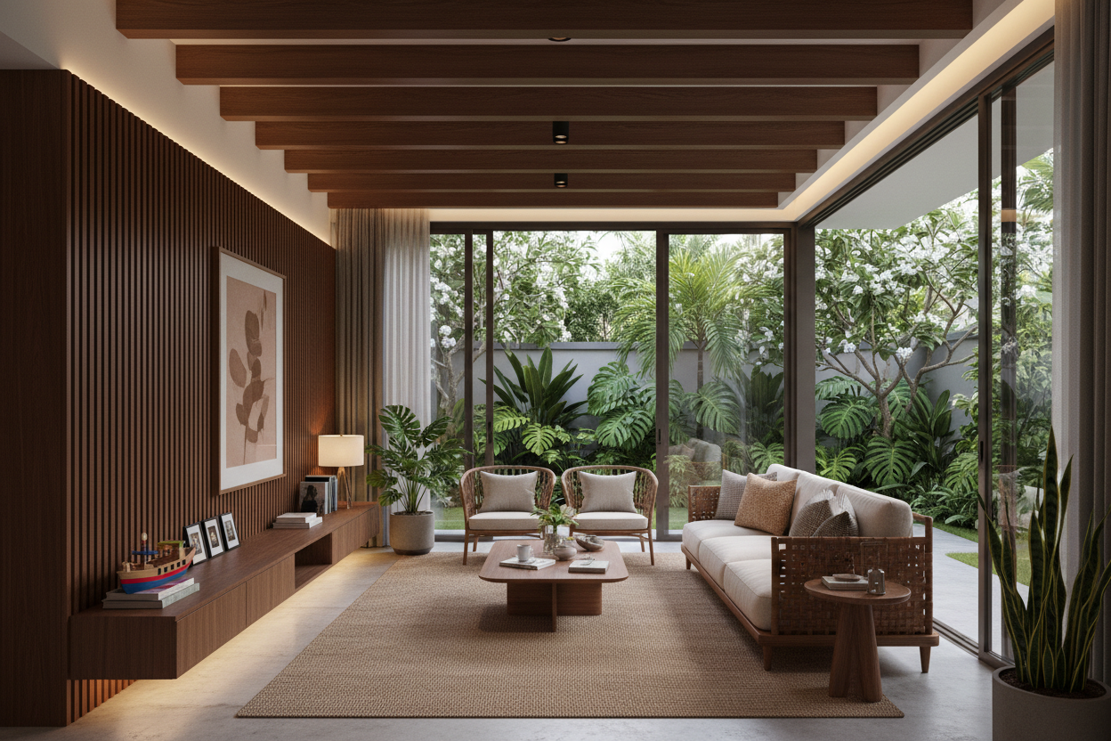 Nhà cấp 4 mái nhật - nội thất phòng khách