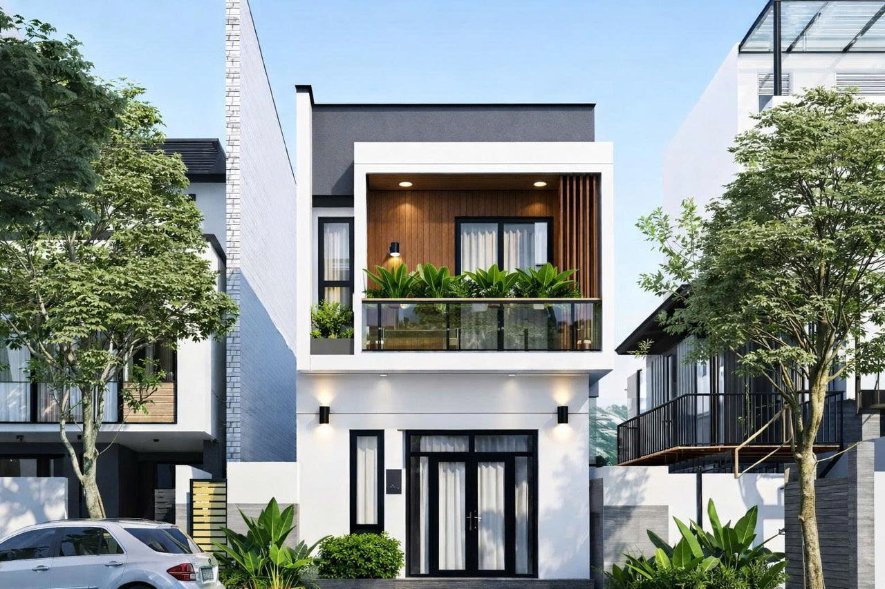 NHÀ PHỐ 2 TẦNG TỐI GIẢN TRẮNG – GỘ TỰ NHIÊN ẤM CÚNG, HIỆN ĐẠI